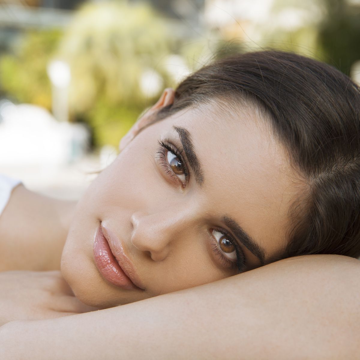 Dedham med spa model's face in soul-searching stare